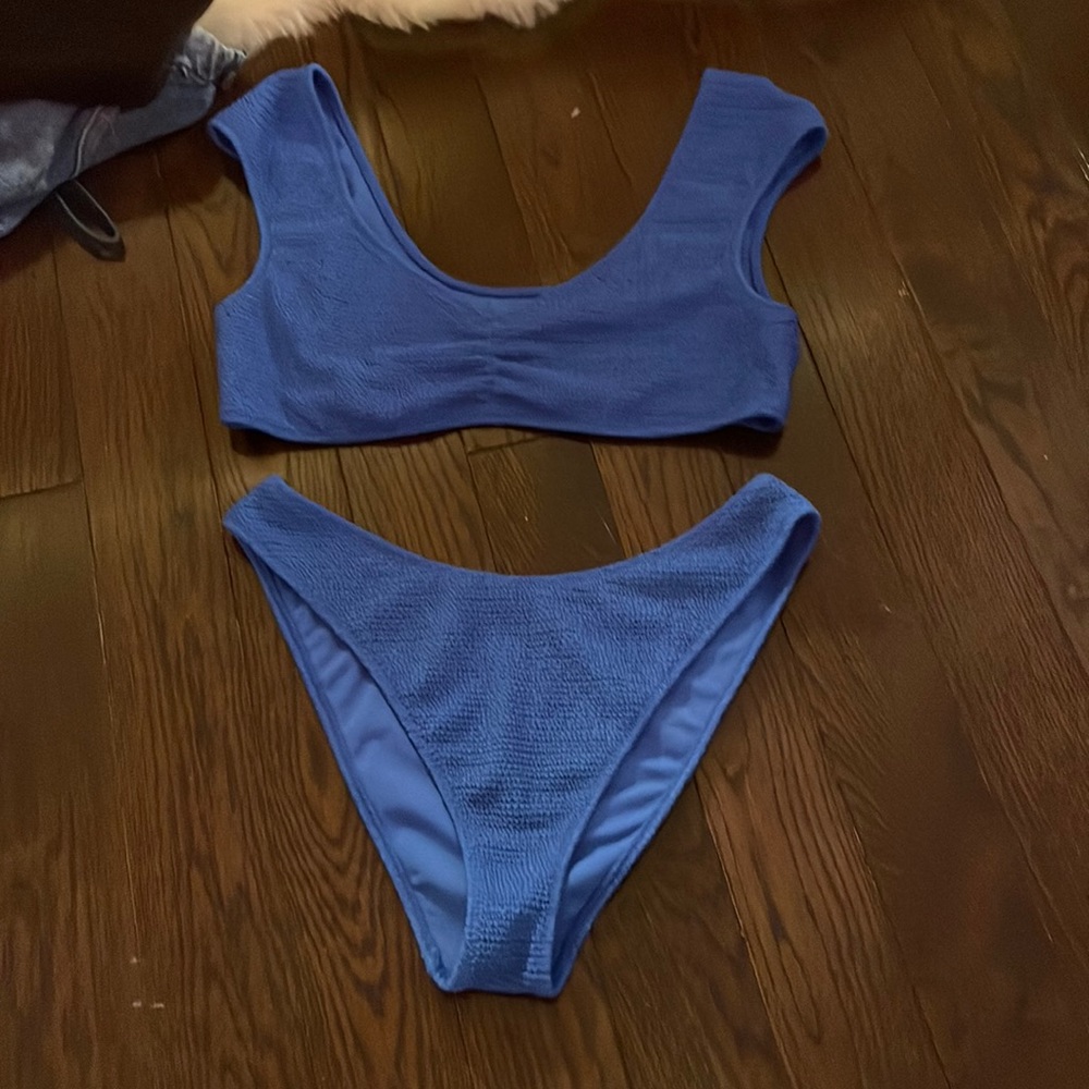 Pacsun crinkle blue bikini